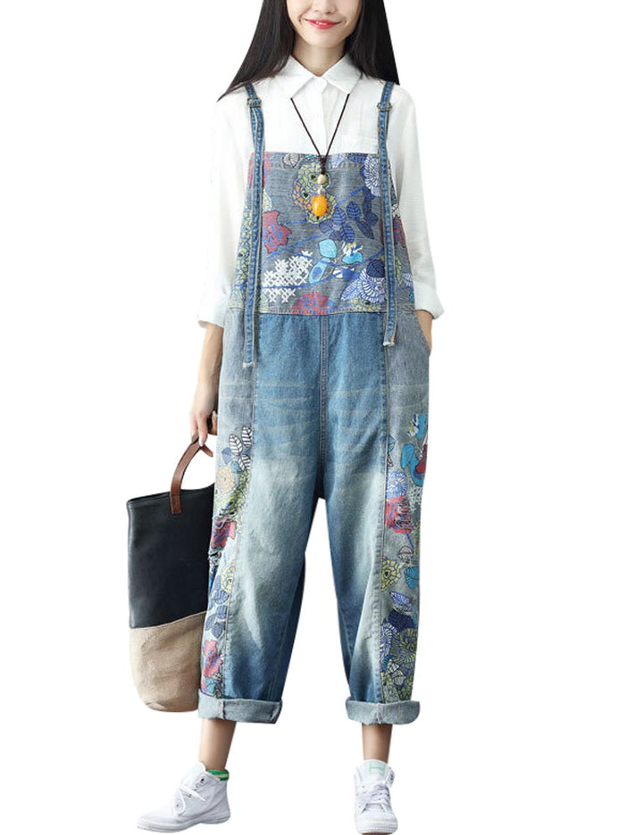 Youlee Damen Sommer Breites Bein Hose Denim Latzhose Overall Hosen M Stil 2, M Stil 2