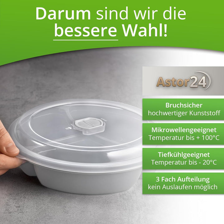 astor24 2er Set Mikrowellen Teller - Hohe Ausführung - Vorrats Dose Aufbewahrung Geschirr zum erhitz