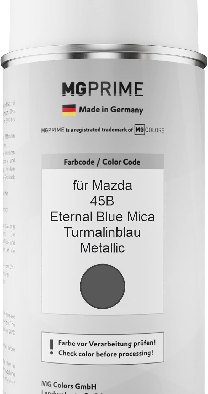MG PRIME Autolack Sprühdosen Set für Mazda 45B Eternal Blue Mica/Turmalinblau Metallic Basislack Kla