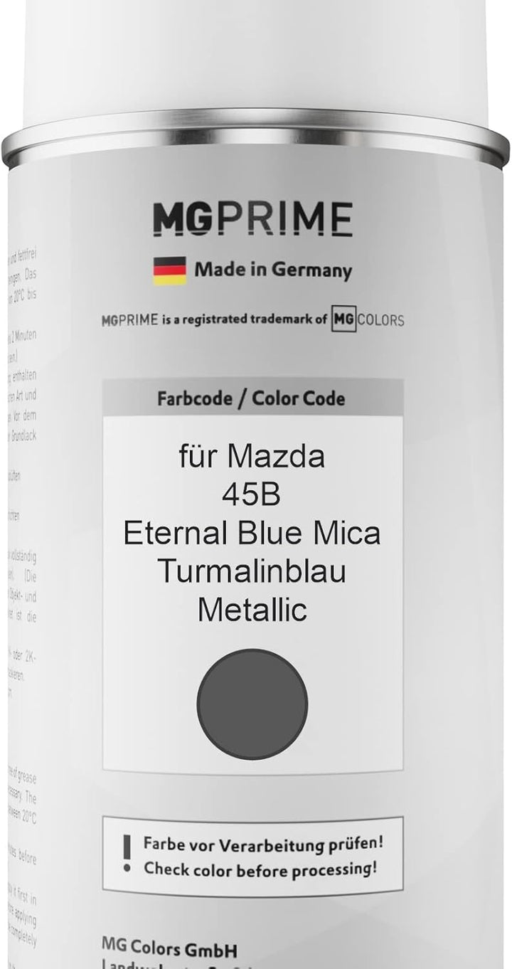 MG PRIME Autolack Sprühdosen Set für Mazda 45B Eternal Blue Mica/Turmalinblau Metallic Basislack Kla