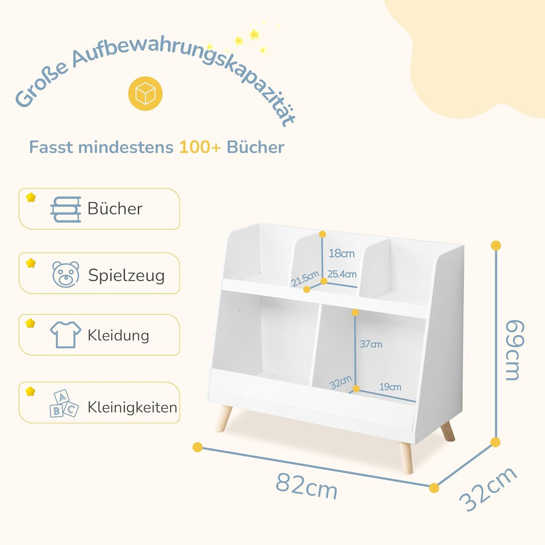 LUE BONA Kinderregal,Bücherregal Regal Aufbewahrungsregal für Kinder,Standregal 2 Stockwerk der Offe