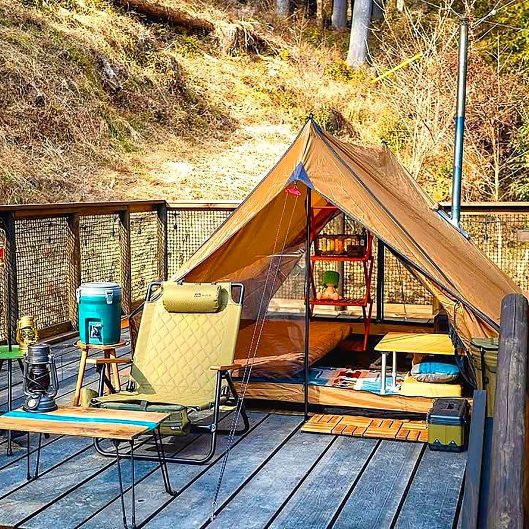 Camping Heisszelt Herd Zelt Wandzelt, POMOLY Chalet 70 Pro, tragbares Kabinenzelt mit Herdheber und