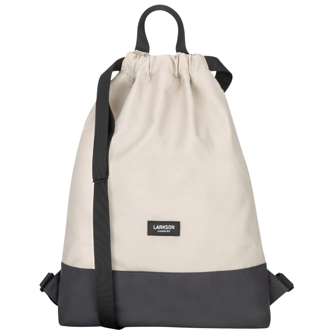 LARKSON Turnbeutel Damen &amp; Herren Sand Grau - No 7 - Rucksack Damen für Sport und Festival - Beutel
