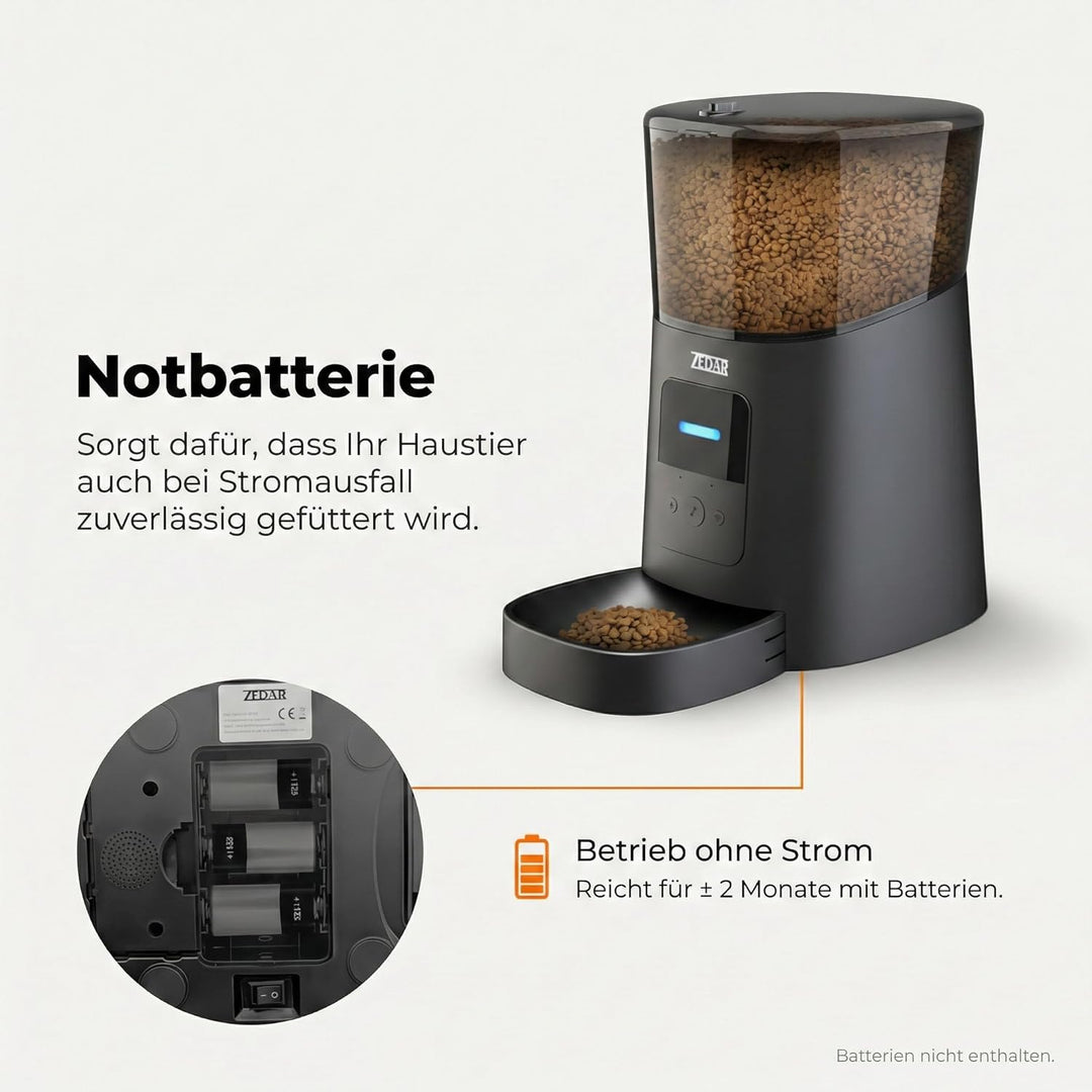 Futterautomat Katze - Edelstahl napf - 6 Liter - mit APP Steuerung - Automatischer Futterspender für