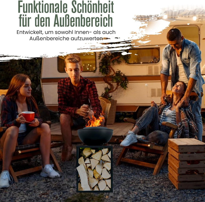 Feuerschale, Feuerstelle, 2 in 1, BBQ-Funktion, Raucharme Feuerkorb, Feuertonne, Holzofen, Deko Terr
