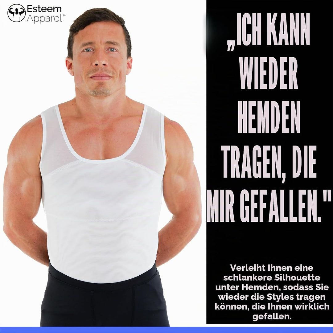Esteem Apparel Originales Herren-Brustkompressionshemd zum Verstecken von Gynäkomastie Moobs L Schwa