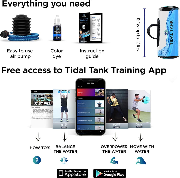 Tidal Tank – Sandsack Alternative 45 lbs Verstellbare Aqua Bag und Powerbag mit Wasser Core Balance