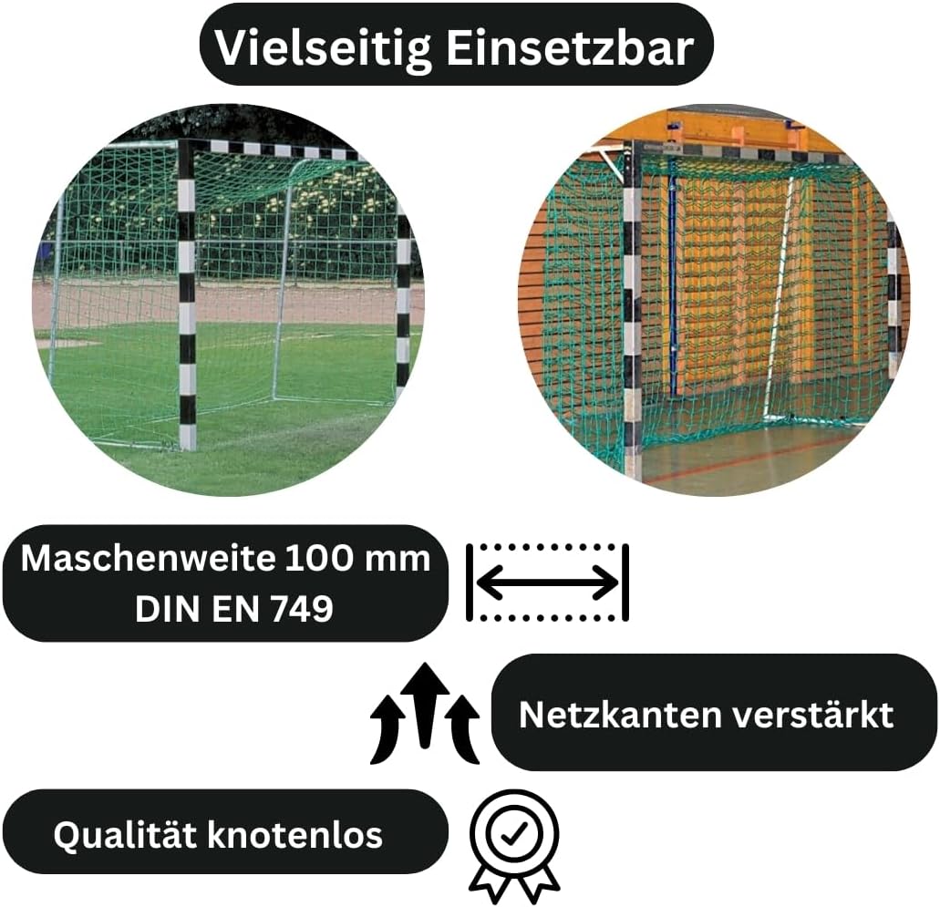 Handballtornetz Handball Fussball Kleinfeld Tornetz 3,10 x 2,10 m Tiefe Oben 0,80 / unten 1,00 m, PP