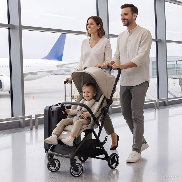 hauck All-in-One Reisebuggy Set, Flugzeug Handgepäck, Fly N Care Mocha | Einhändig klappbar mit Trag