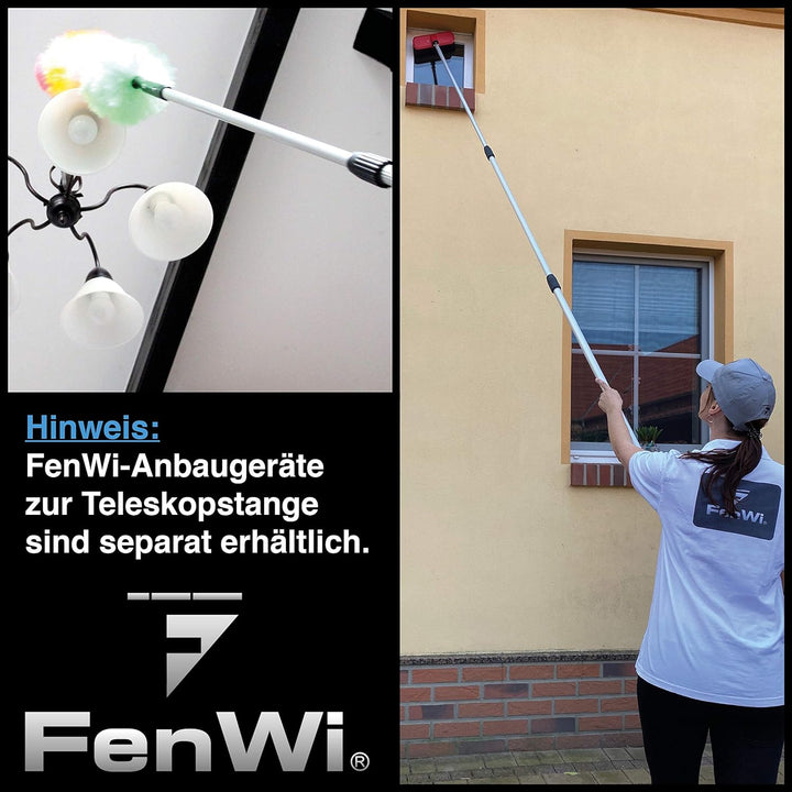 FenWi 4m Profi Alu Teleskopstange - stufenlos von 158 bis 410 cm Verstellbarer Aluminium Teleskopsti