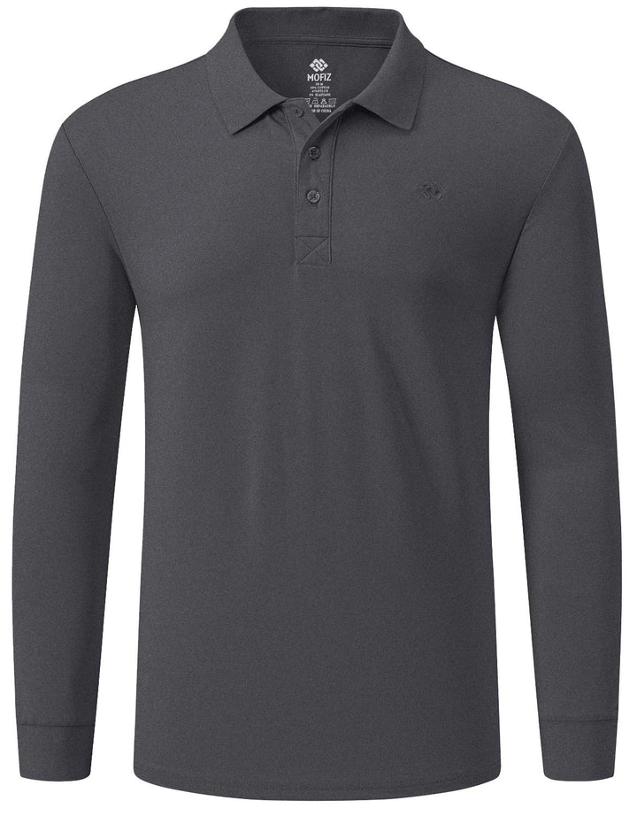 MoFiz Herren Poloshirt Langarm Baumwolle Polohemd Freizeit Polo Golf Wintershirts mit Kragen, Dunkel
