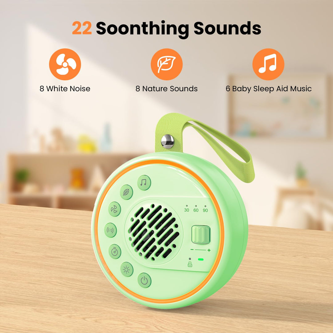 Lemnoi White Noise Machine Tragbare Einschlafhilfe Babys Geräuschmaschine weisses rauschen mit 22 be