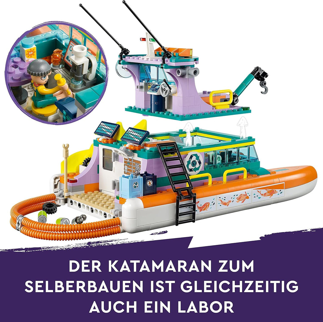 LEGO 41734 Friends Seerettungsboot Tierrettungs-Spielzeug Set mit Delfin-Tier-Figuren und U-Boot, Ök
