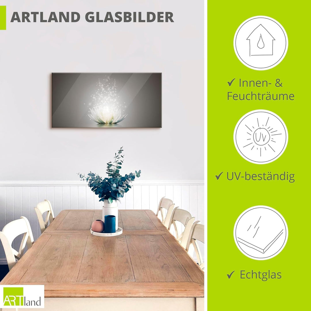 ARTland Glasbilder Wandbild Glas Bild einteilig 60x45 cm Querformat Abstrakte Kunst Botanik Blumen S