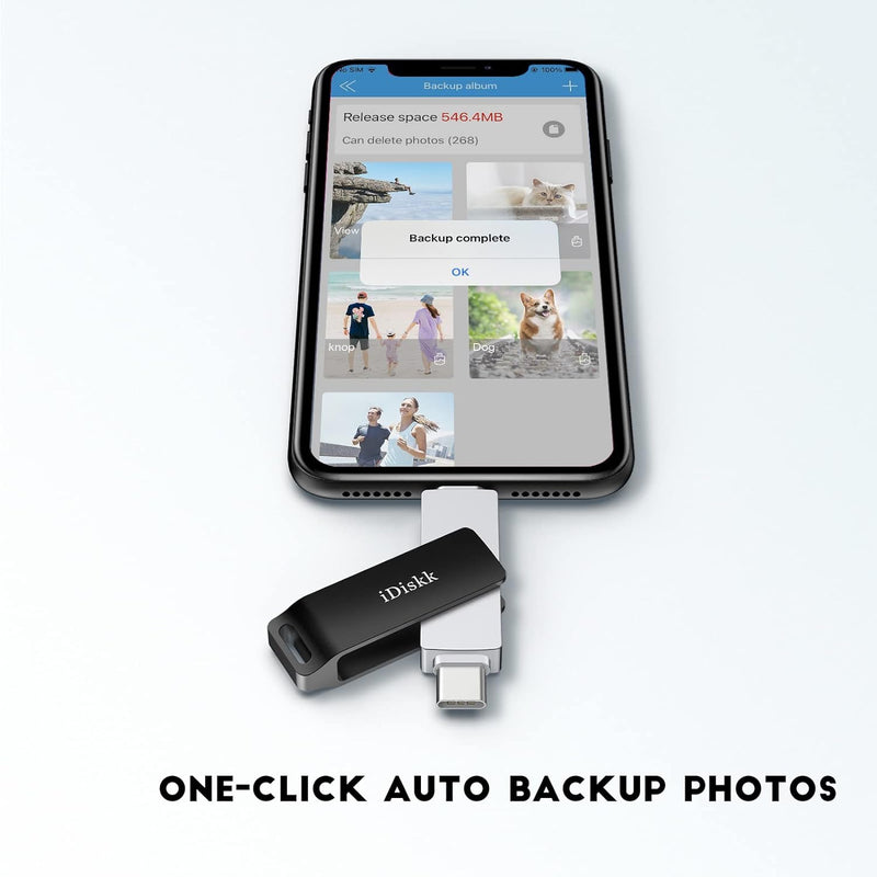 MFi-Zertifiziert iDiskk 512 GB 2-in-1 Type-C auf Lightning iPhone Foto-Stick, USB-C auf iPhone Speic