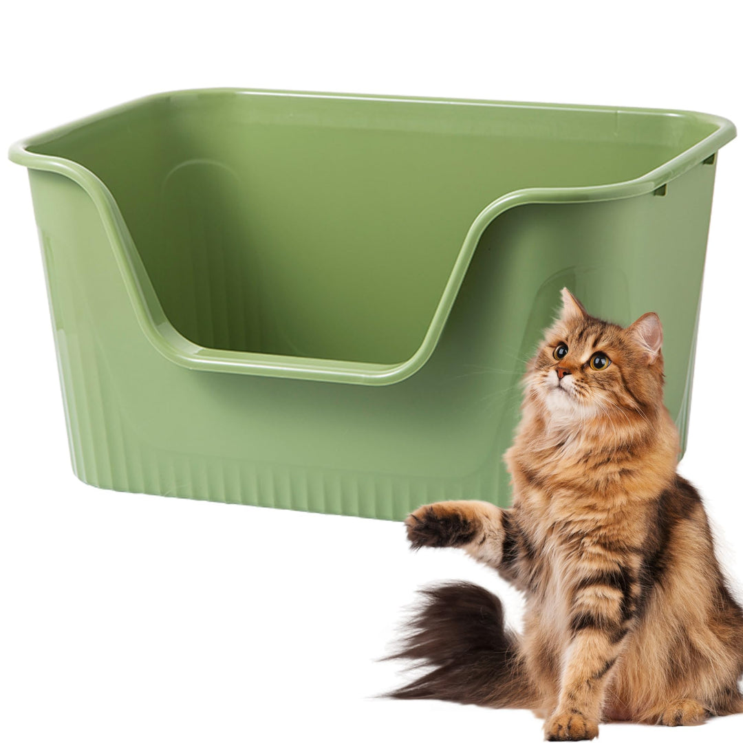 Vealind Katzenklo Offen, Gross Katzentoilette, Hoher Rand Katzenklo, Katzentoiletten mit Hohem Rand