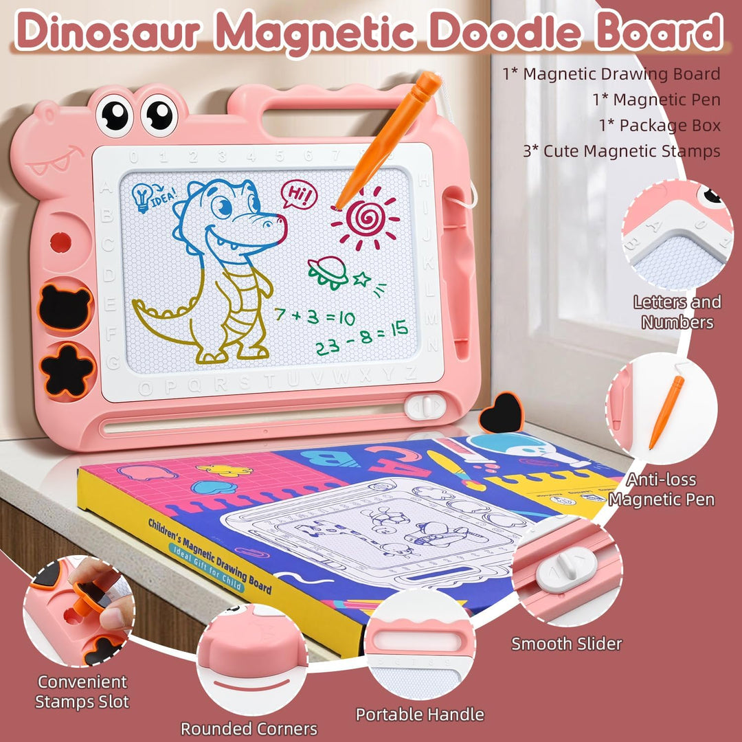 Dinosaurier Maltafel Zaubertafel mit Beinen Kinderspiele ab 2 3 4 5 Jahre Geschenk Mädchen, Bunt Mag