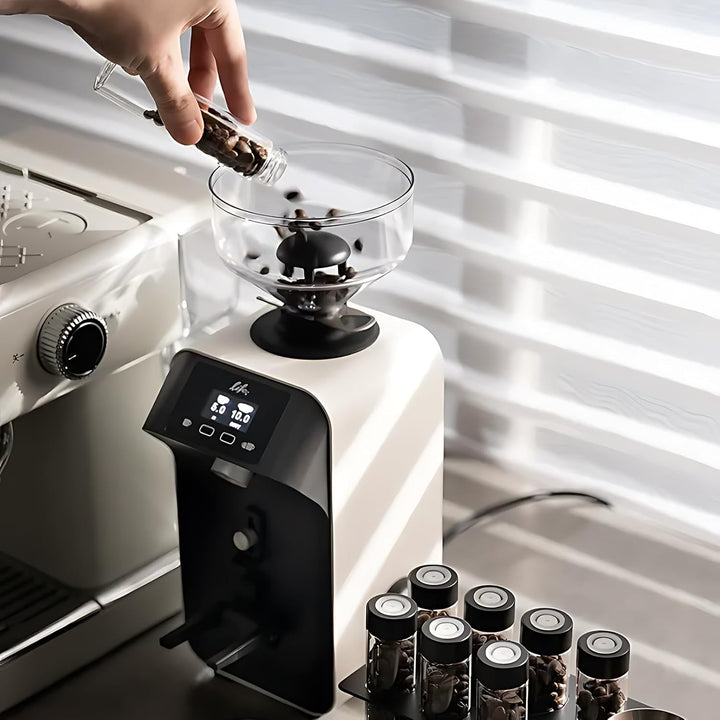 8 Tuben Kaffeebohnen Behälter, Walnuss Einzeldosis kaffeedose mit Ständer und Trichter, Espressobohn