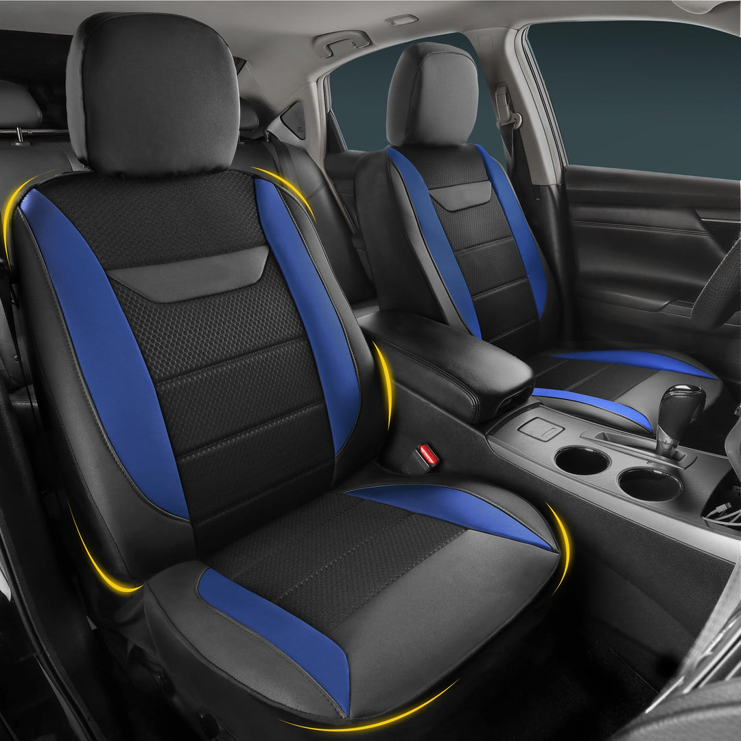 kingphenix 2er-Pack Vordersitzbezüge aus Memory-Schaumleder, Atmungsaktives 4D-Mesh, Airbag- kompati