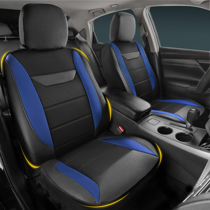 kingphenix 2er-Pack Vordersitzbezüge aus Memory-Schaumleder, Atmungsaktives 4D-Mesh, Airbag- kompati