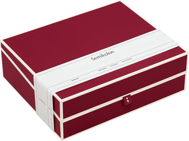 Semikolon 352573 Dokumentenbox – Aufbewahrungs-Box für Dokumente A4 – 31,5 x 26 x 10 cm – burgundy d