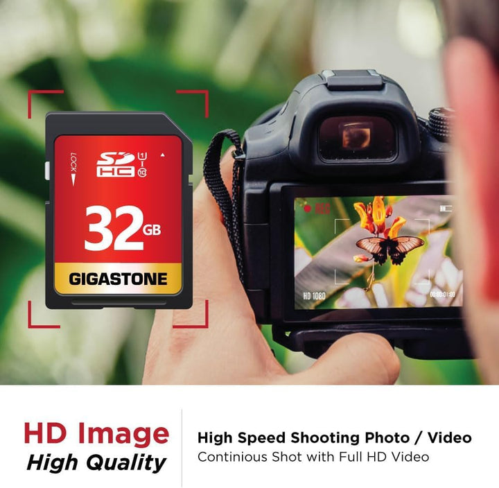 GIGASTONE 32GB SDHC Speicherkarte, bis zu 80 MB/s, für Digitalkameras Canon PC, UHS-I U1 Klasse 10 R