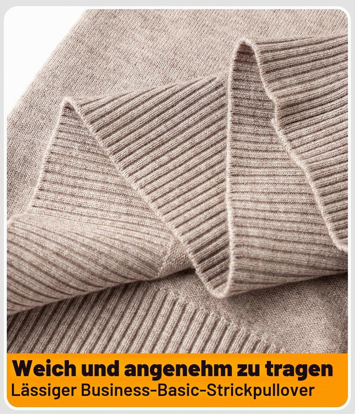Harbrosrce Herren Strick Pullover V Ausschnitt Strickpullover Feinstrick Mock Hemdkragen Strickwaren