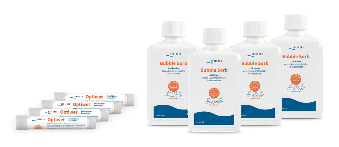 4X Bubble Sorb + Optiwet Bubble Stop gegen Luft im Wasserbett