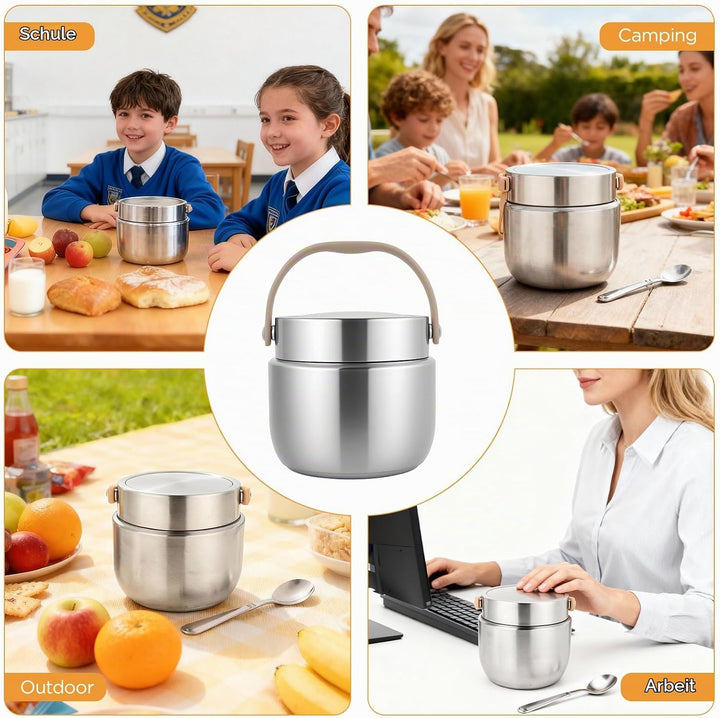 AiQInu Thermos-Lebensmittelbehälter für Erwachsene 1,2 l, Isolierter Edelstahl-Lunchbehälter mit Löf
