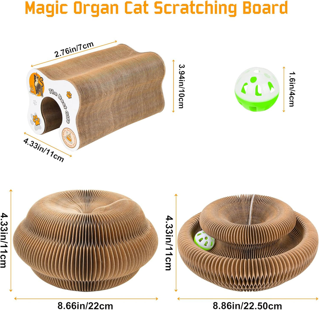Kratzbrett Katze, 2-in-1 Cat Kratzbrett mit Glöckchen, Magische Orgel Cat Scratching Board, Zusammen