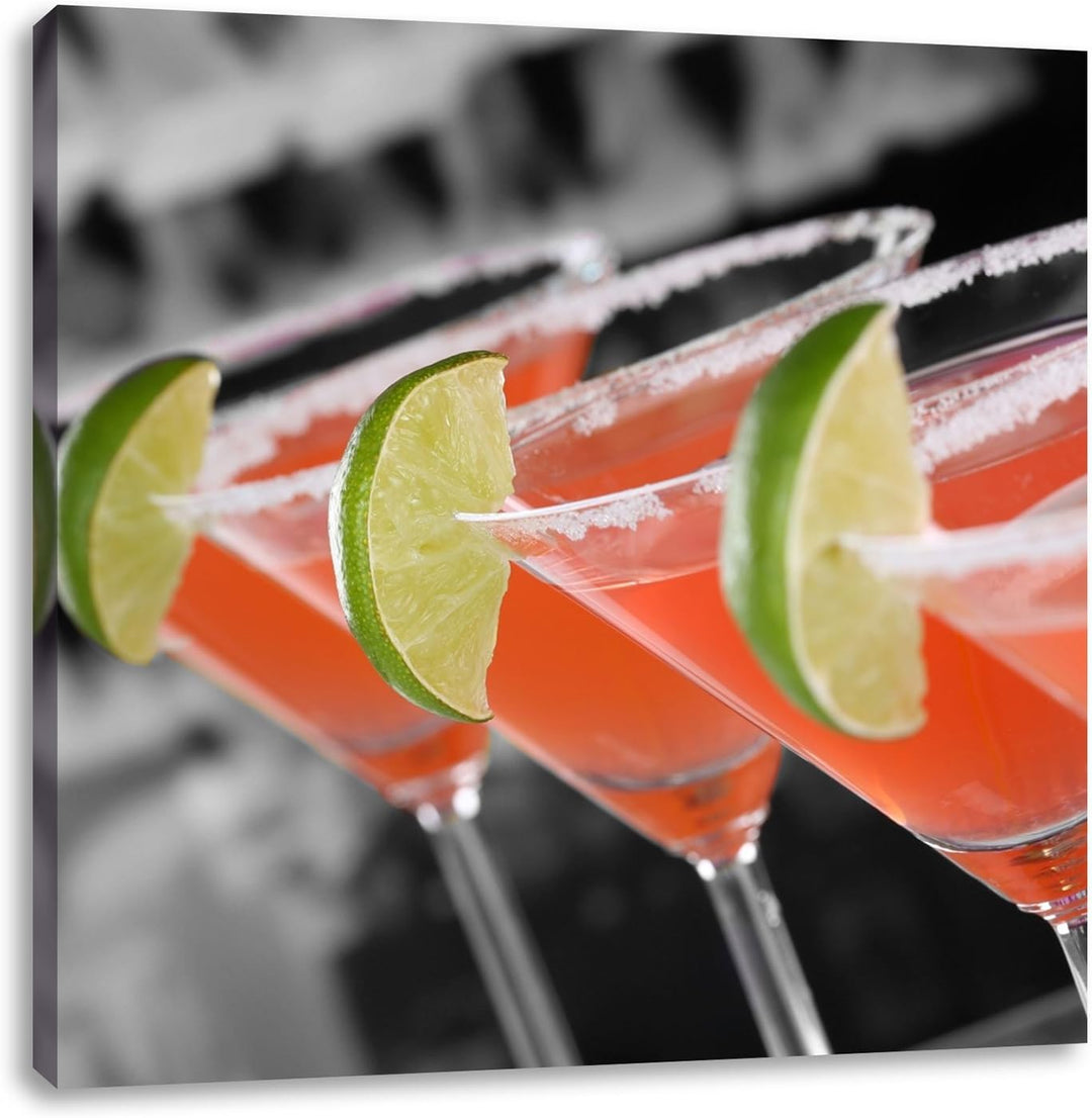 Pixxprint leckere Singapur Sling Cocktails als Leinwandbild/Grösse: 70x70 cm/Wandbild/Kunstdruck/fer