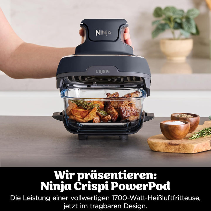 Ninja CRISPi tragbare Air fryer Heissluftfritteuse, 3,8 l, 4-in-1: Heissluftfrittieren, Braten, Warm