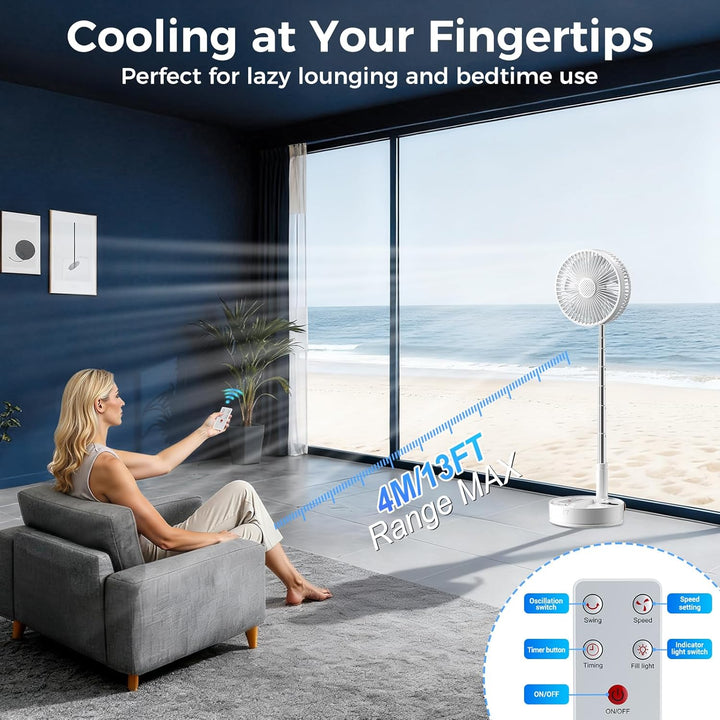 Marchpower leise Standventilator mit Fernbedienung Timing-Funktion 4 Geschwindigkeitsstufen Automati