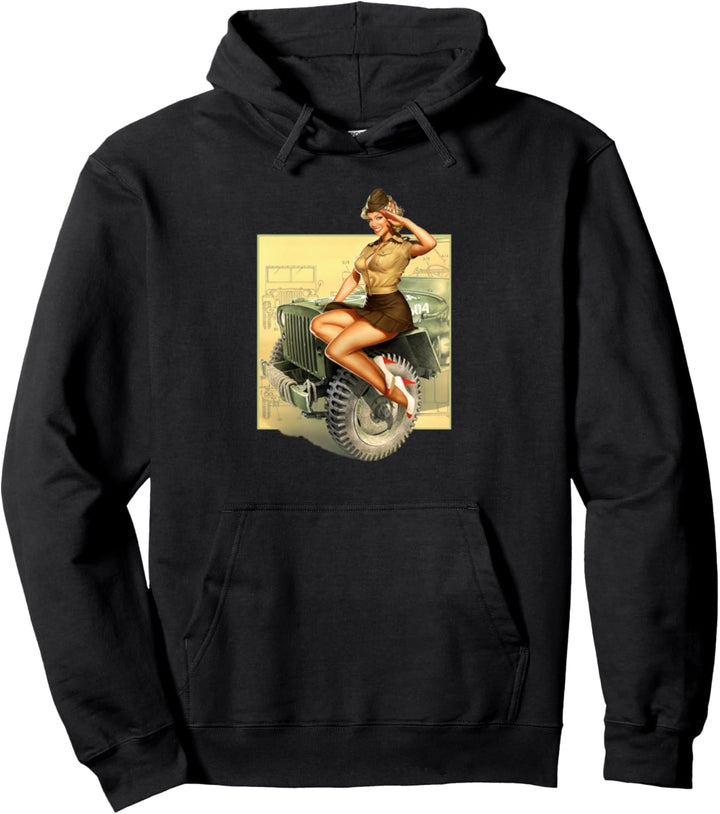 Pin-up-Girls Willys MB WW2 Poster Vintage Pullover Hoodie