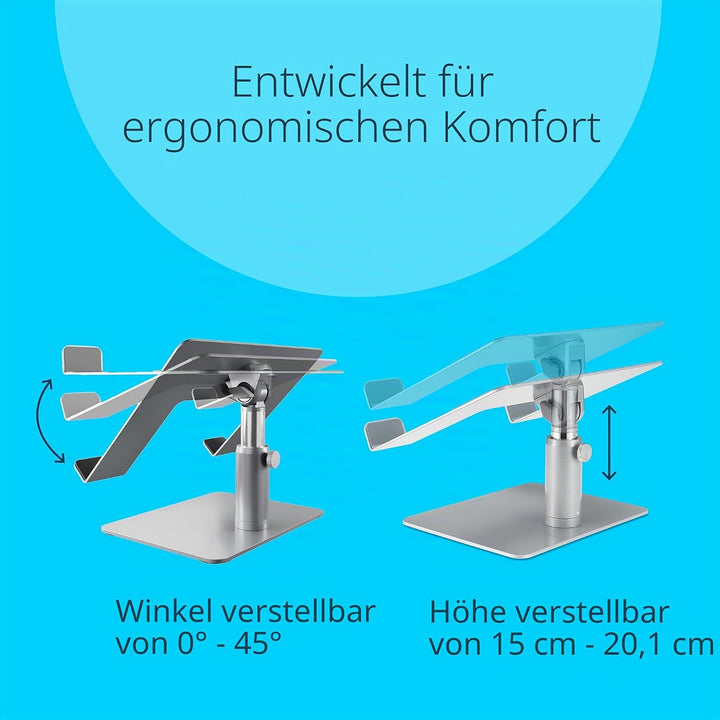 Kensington Laptop-Ständer für Notebooks bis 16 Zoll, höhen- und winkelverstellbar, mit Lüftungsöffnu