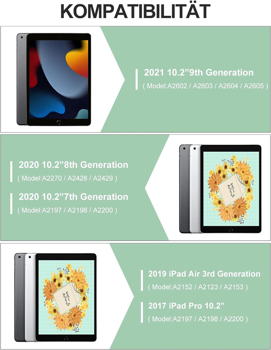 IVEOPPE iPad 9 Generation Hülle mit Tastatur,iPad 10.2 Hülle mit Tastatur, iPad Pro 10 5 Zoll Tastat