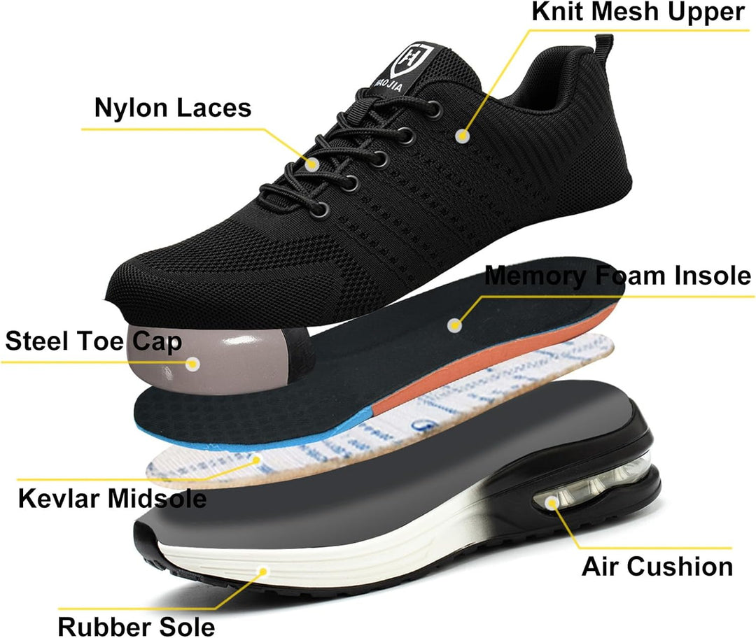 Baofular Arbeitsschuhe Herren Sicherheitsschuhe Damen Leicht Sportlich Stahlkappenschuhe rutschfest