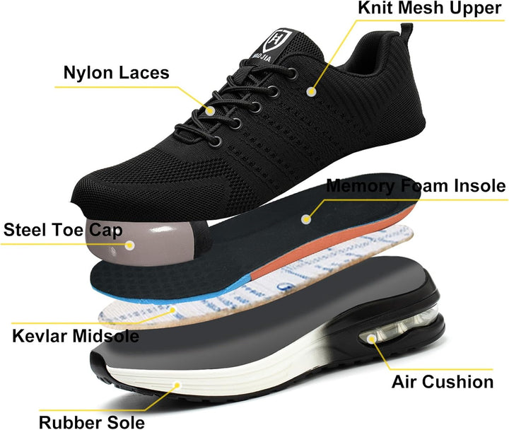 Baofular Arbeitsschuhe Herren Sicherheitsschuhe Damen Leicht Sportlich Stahlkappenschuhe rutschfest