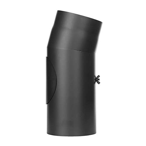 Jeremias Rauchrohr Ofenrohr | Winkel 15° mit Tür | schwarz | Ø 180 mm