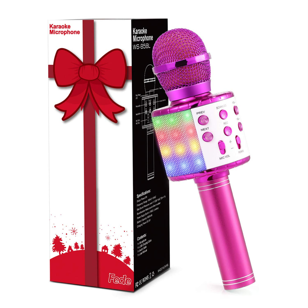 Fede Karaoke Mikrofon, Drahtloses Bluetooth Mikrofon für Kinder, Lustige Geschenke Spielzeug für Tee