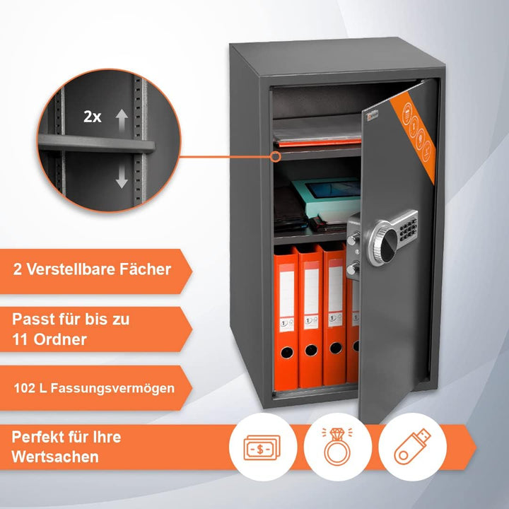 Brihard Betriebs XXL Elektronischer Safe mit LCD 73x40x36cm - Extra grosser Elektronischer Safe mit