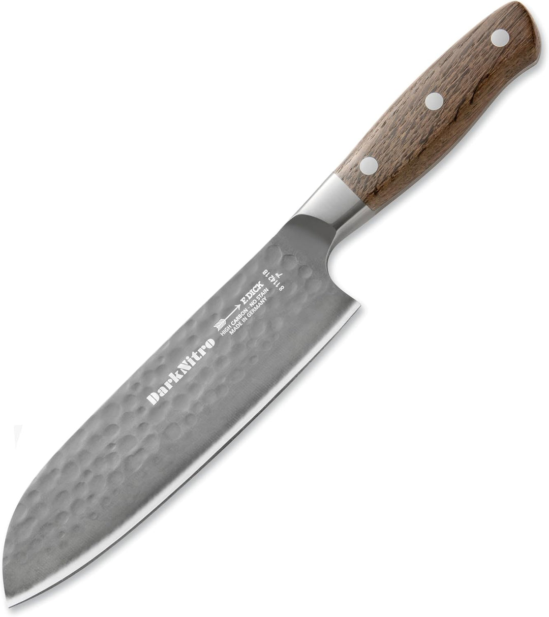 F. DICK DarkNitro Santoku Messer (Küchenmesser/Kochmesser für die asiatische Küche, Griff aus Eichen