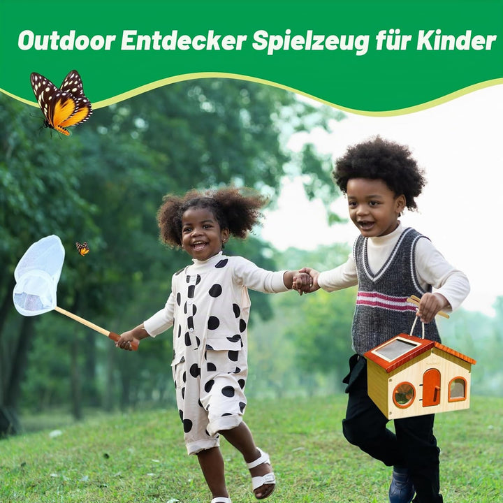 Kinder Forscherset & Bug Catcher für Kinder, Outdoor-Spielzeug mit tragbaren hölzernen Bug Habitat,