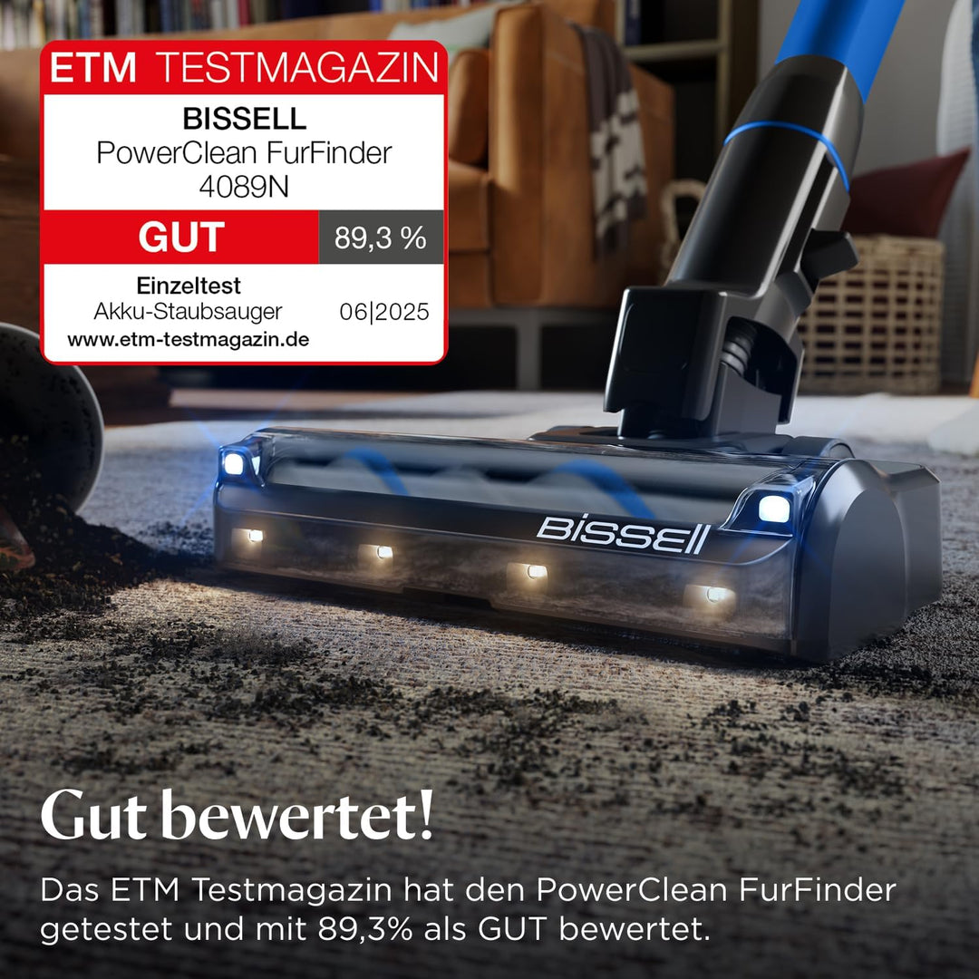 BISSELL PowerClean FurFinder, Akku Staubsauger, 200W Motor, FurFinder-Licht, nicht verheddernde Bürs