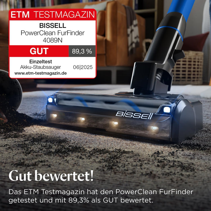 BISSELL PowerClean FurFinder, Akku Staubsauger, 200W Motor, FurFinder-Licht, nicht verheddernde Bürs