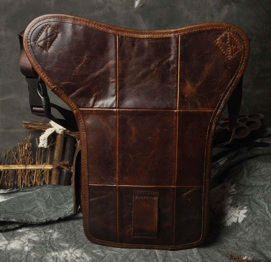 Le'aokuu Herren Echtes Leder Tasche Beinbeutel Beintasche Aussenbeintasche Hüfttasche Drop Leg Thigh