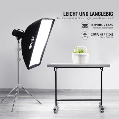 NEEWER Verbesserter 75"/190cm Lichtständer Licht Stativ Edelstahl federbelastet, faltbares Fotostati