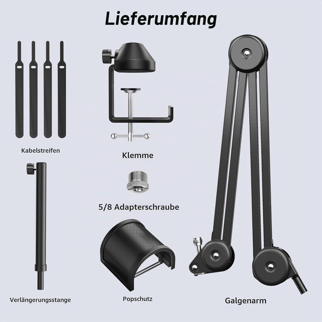 TONOR Mikrofonarm hoher Kompatibilität, Boom Arm, Mikrofon Ständer, einstellbarer Microphone Stand m