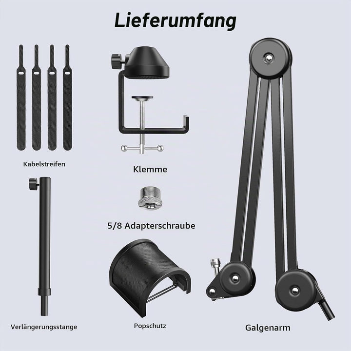 TONOR Mikrofonarm hoher Kompatibilität, Boom Arm, Mikrofon Ständer, einstellbarer Microphone Stand m