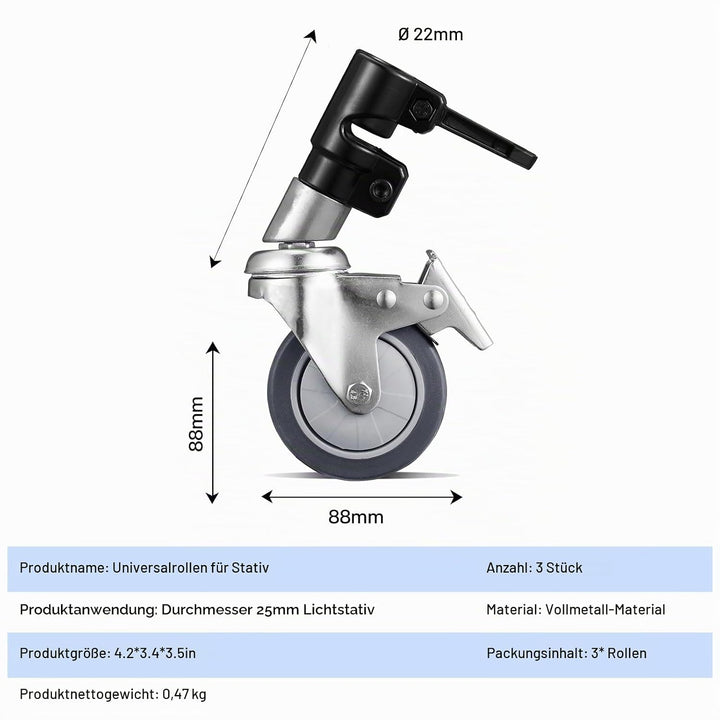 Soonpho 3 Stück C Stand Rollen Stativrollen für Stativ Wheels Stativ Wheels C Ständer Professional L